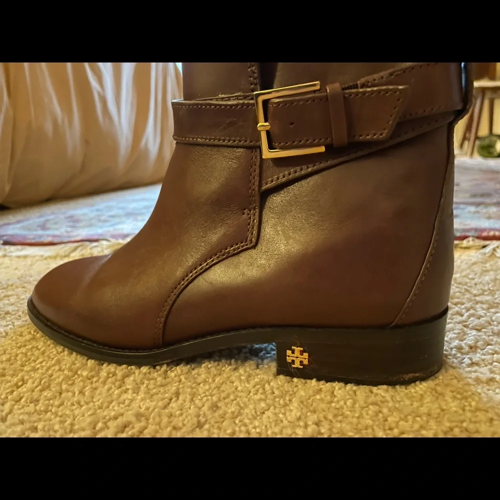 Women's Brown Leather Ankle Boots with Buckle